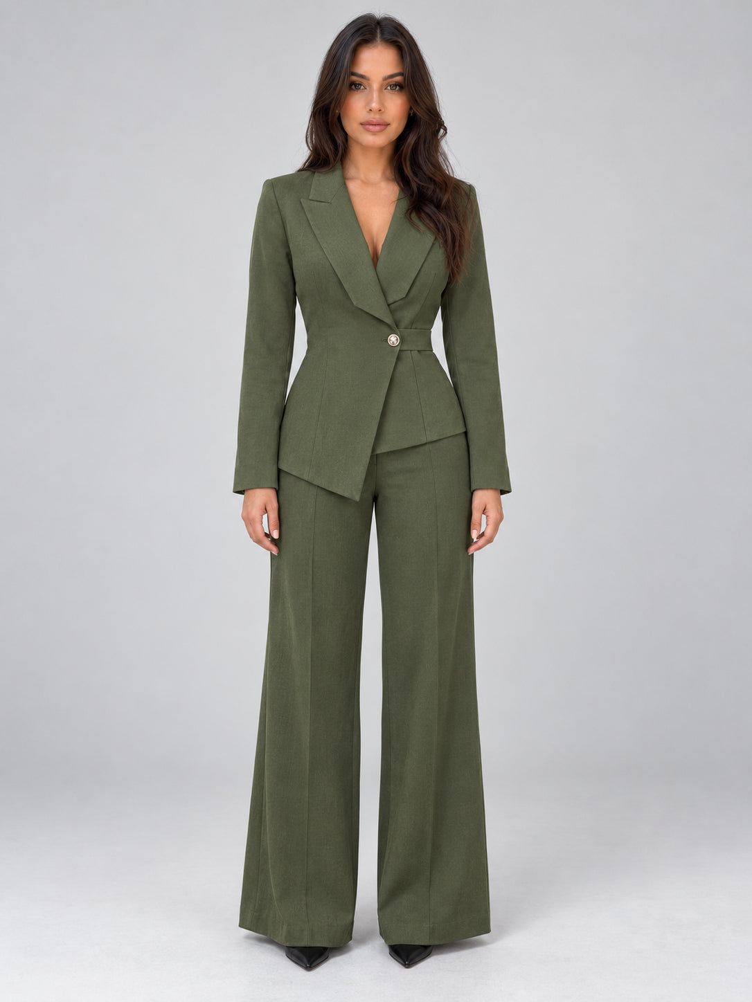 Nadine | Women's Belted Blazer Co-ord Set Wide Leg Trouser Tailored Smart Office