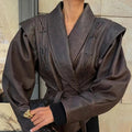 Noor | Women's Faux Leather Jacket Lace Up Structured Shoulders Autumn Winter