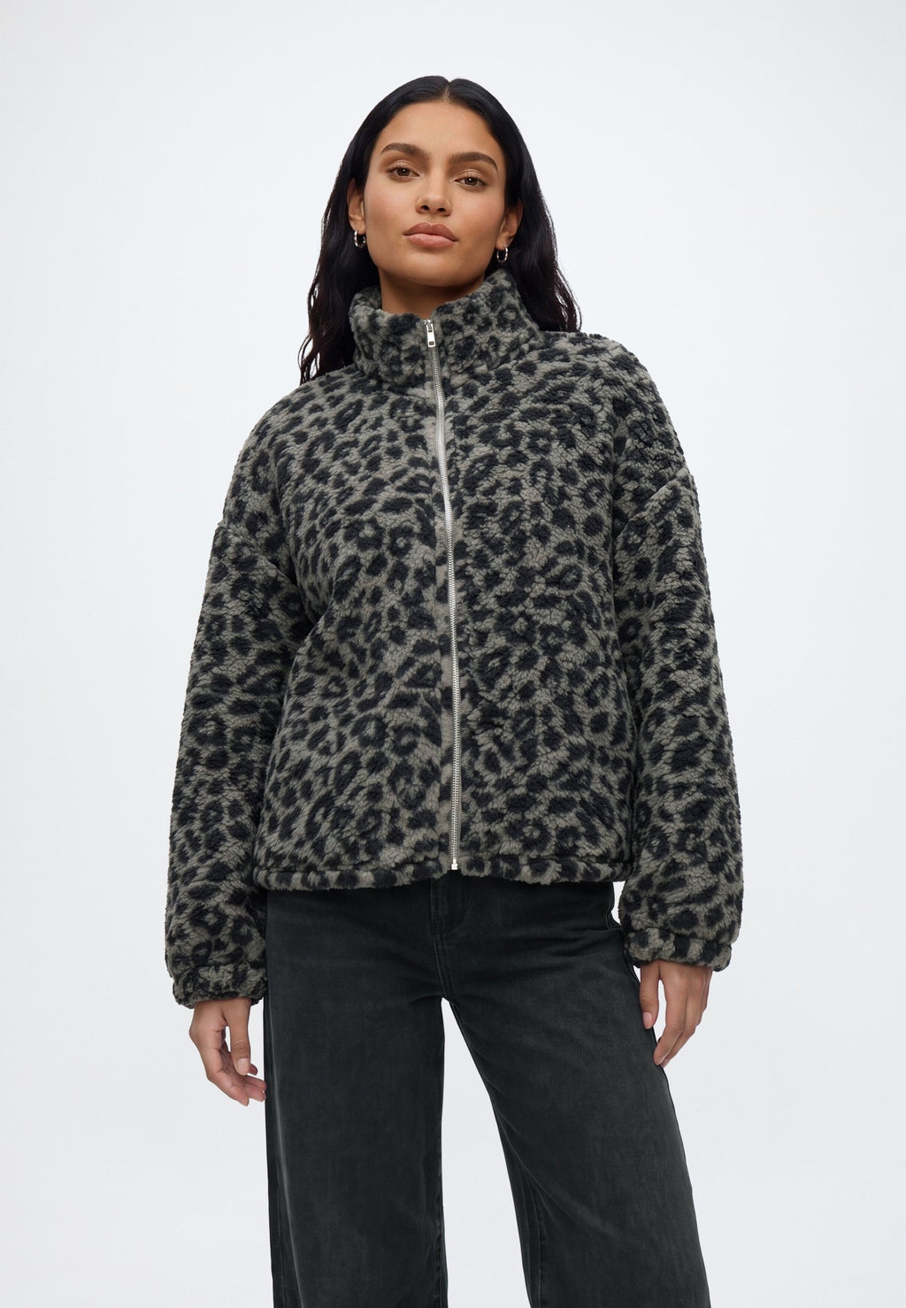 Odalys | Women's Check Fleece Jacket High Neck Autumn Winter