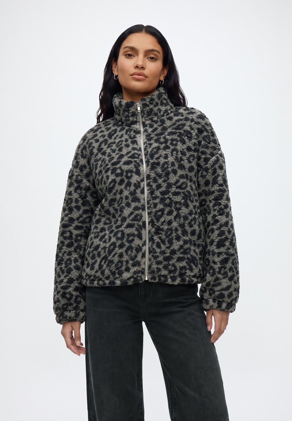 Odalys | Women's Check Fleece Jacket High Neck Autumn Winter