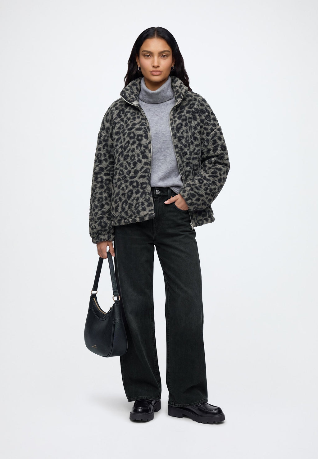 Odalys | Women's Check Fleece Jacket High Neck Autumn Winter