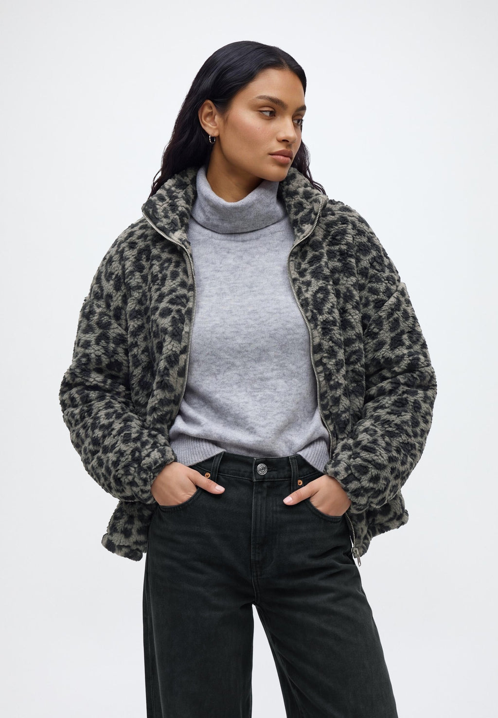 Odalys | Women's Check Fleece Jacket High Neck Autumn Winter