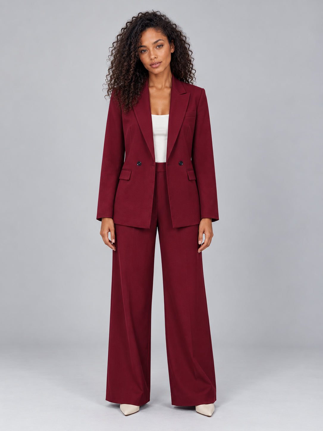 Odessa | Women's Double Breasted Blazer Co-ord Set Wide Leg Trouser Relaxed Smart