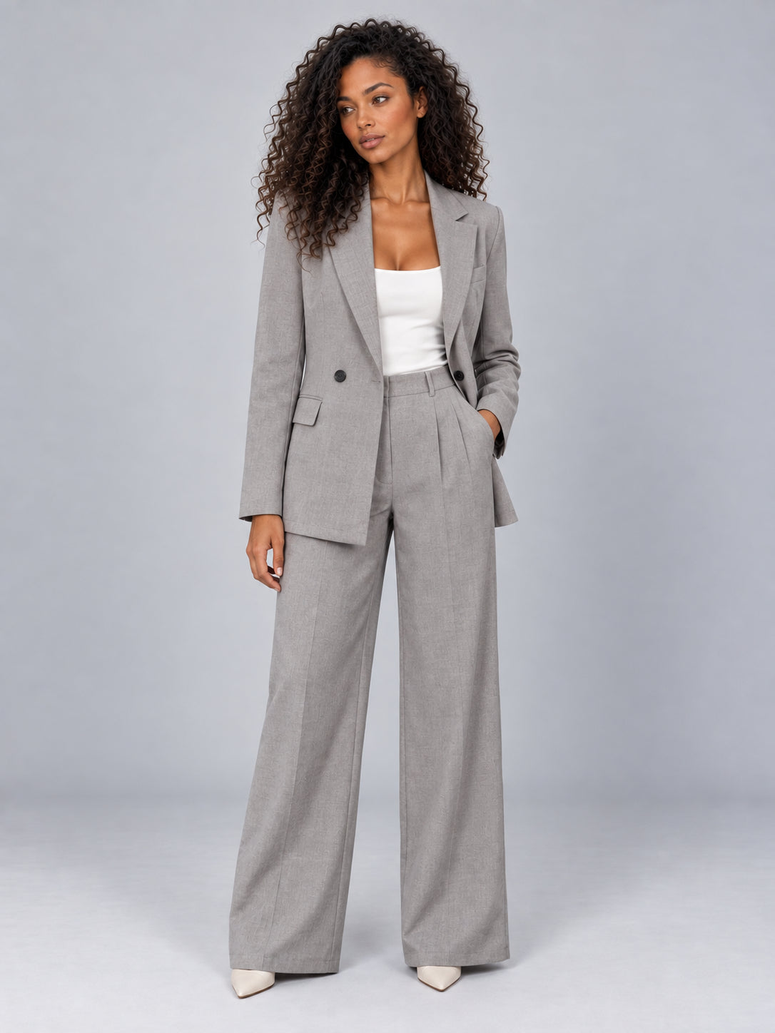 Odessa | Women's Double Breasted Blazer Co-ord Set Wide Leg Trouser Relaxed Smart