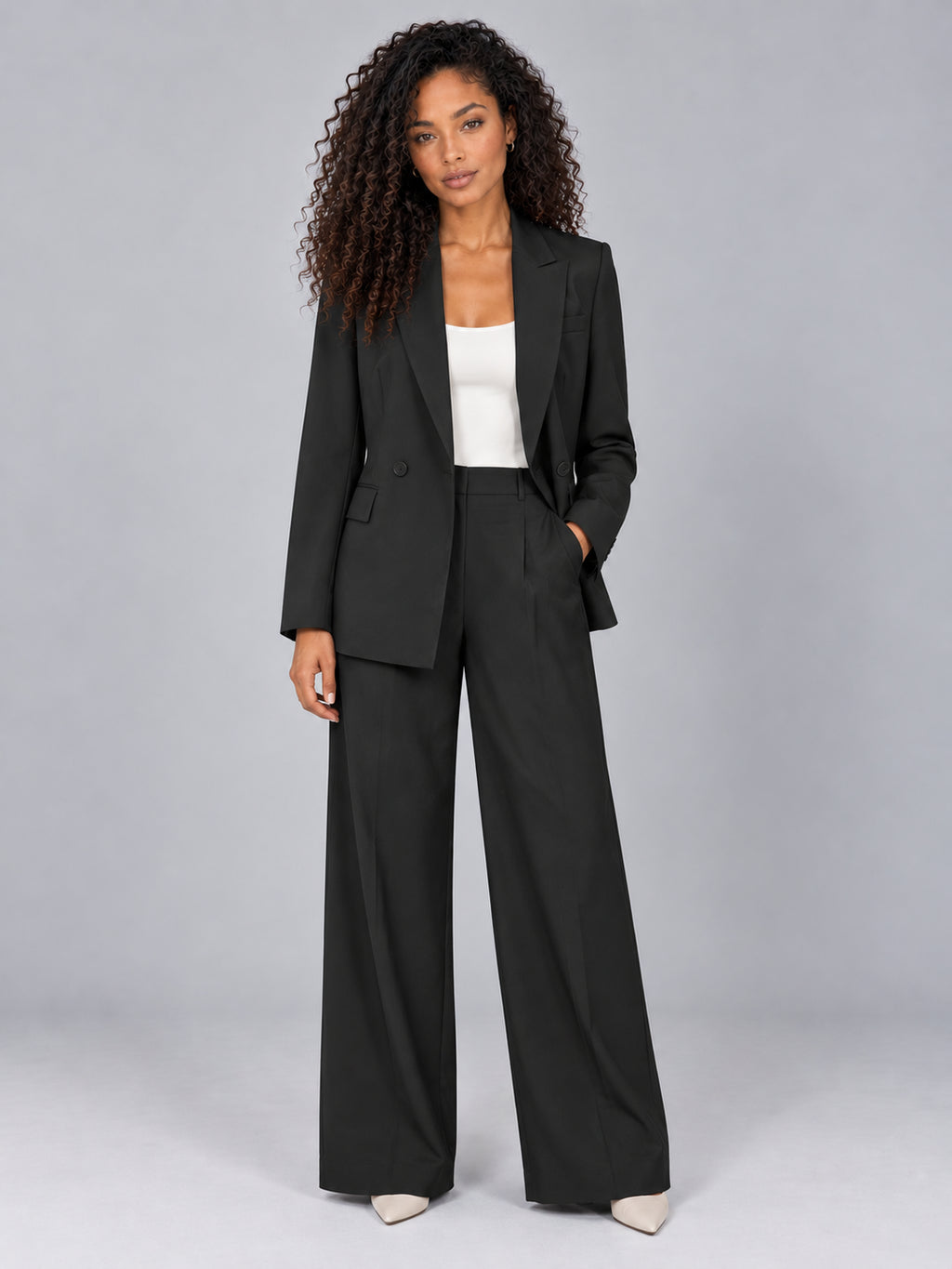 Odessa | Women's Double Breasted Blazer Co-ord Set Wide Leg Trouser Relaxed Smart