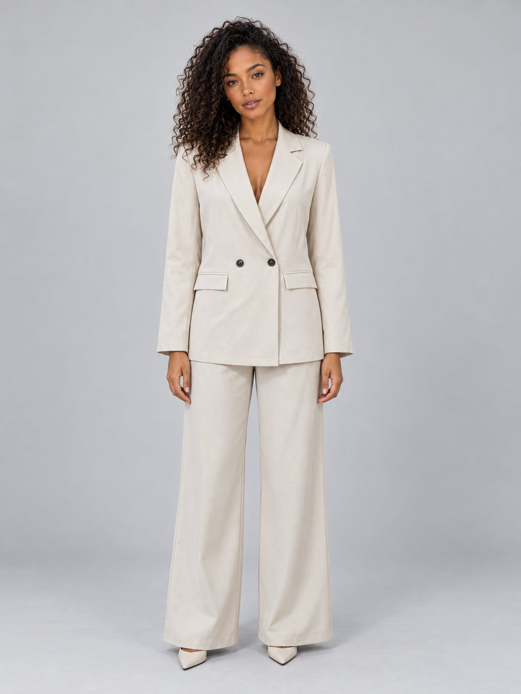Odessa | Women's Double Breasted Blazer Co-ord Set Wide Leg Trouser Relaxed Smart