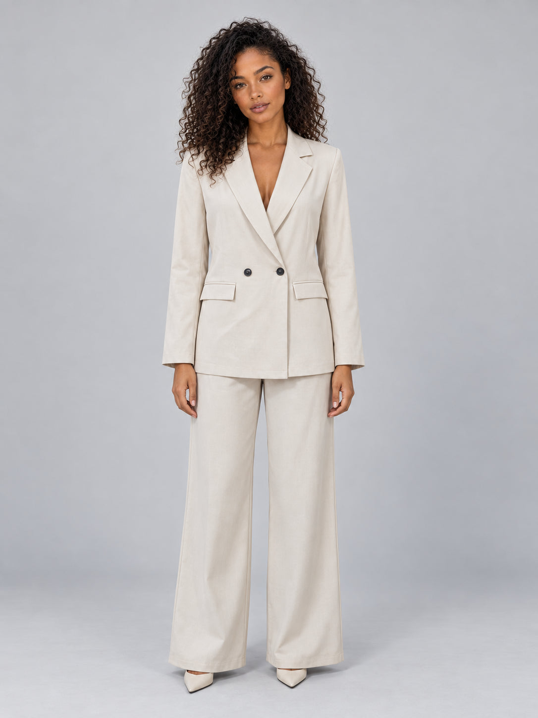 Odessa | Women's Double Breasted Blazer Co-ord Set Wide Leg Trouser Relaxed Smart