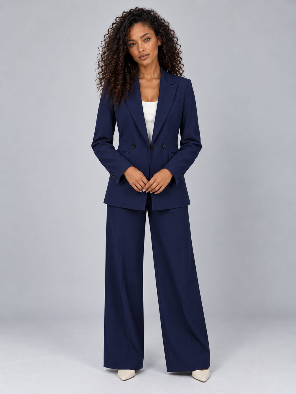 Odessa | Women's Double Breasted Blazer Co-ord Set Wide Leg Trouser Relaxed Smart