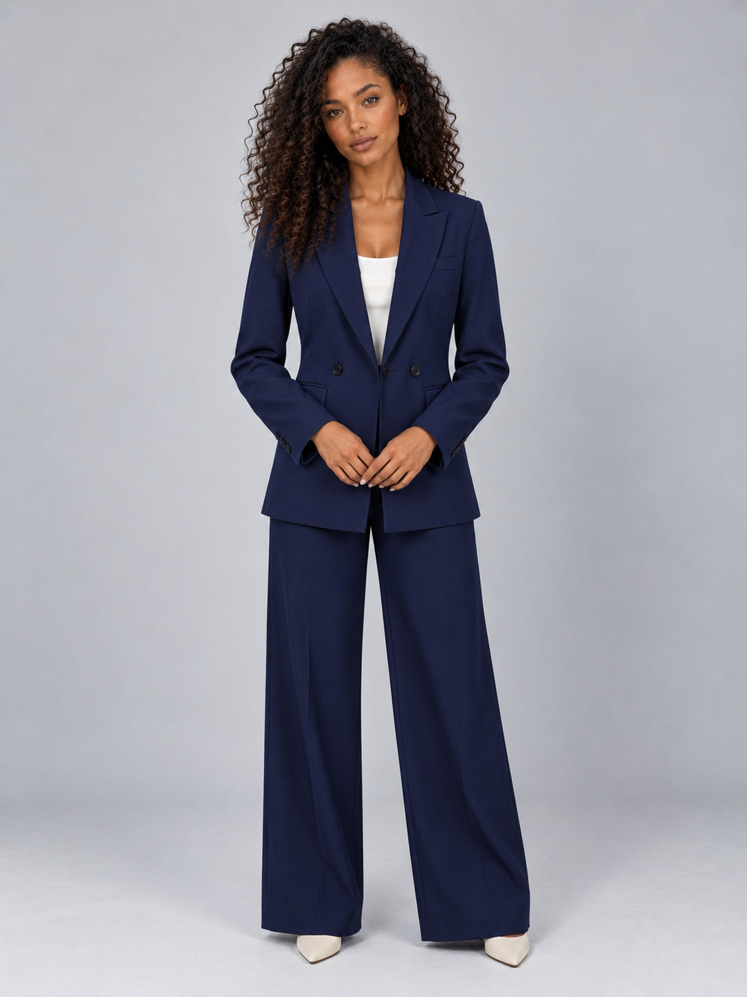 Odessa | Women's Double Breasted Blazer Co-ord Set Wide Leg Trouser Relaxed Smart