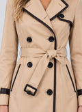 Odette | Women's Trench Coat Double Breasted Belted Longline Beige