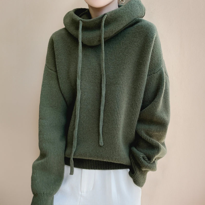 Paige | Women's Relaxed Fit Knit Cowl Neck Hoodie Casual Autumn Winter