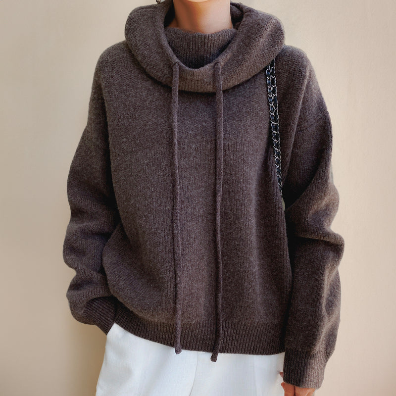 Paige | Women's Relaxed Fit Knit Cowl Neck Hoodie Casual Autumn Winter