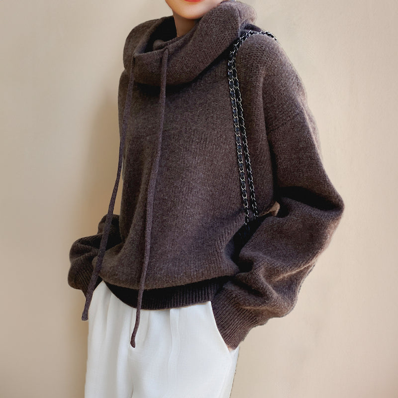 Paige | Women's Relaxed Fit Knit Cowl Neck Hoodie Casual Autumn Winter