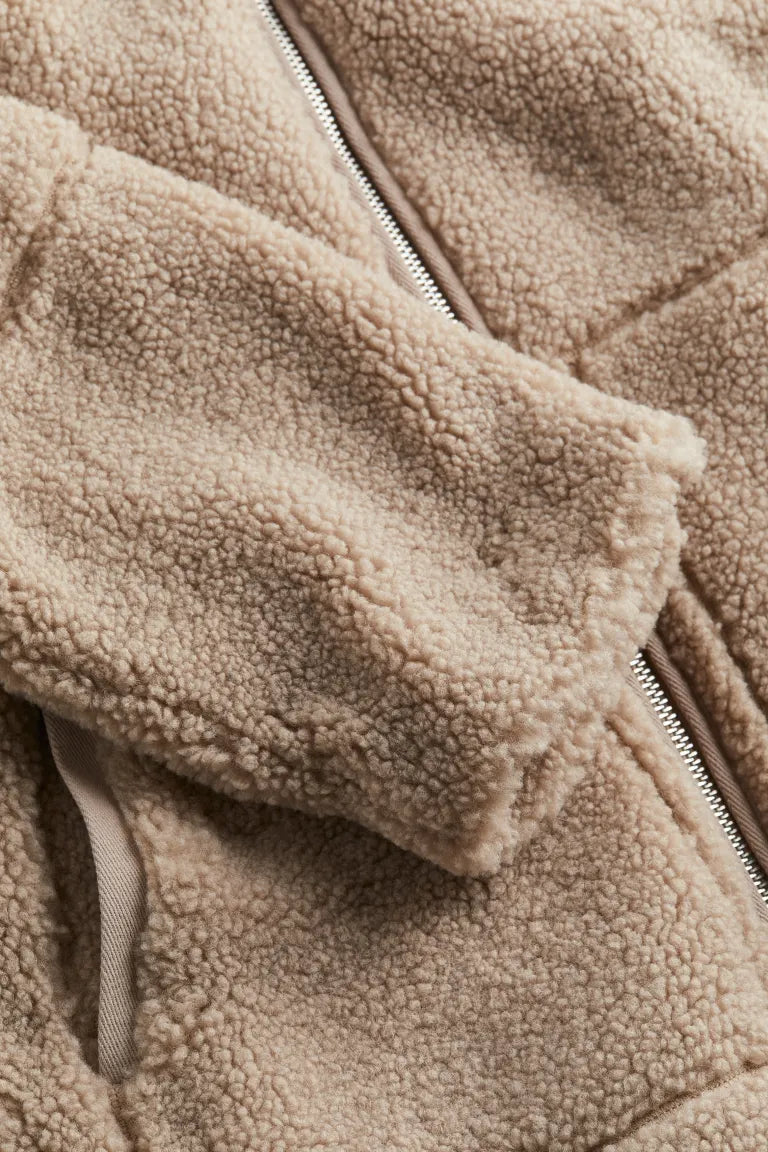 Paige | Women's Relaxed Fit Teddy Zip Up Jacket High Neck Winter