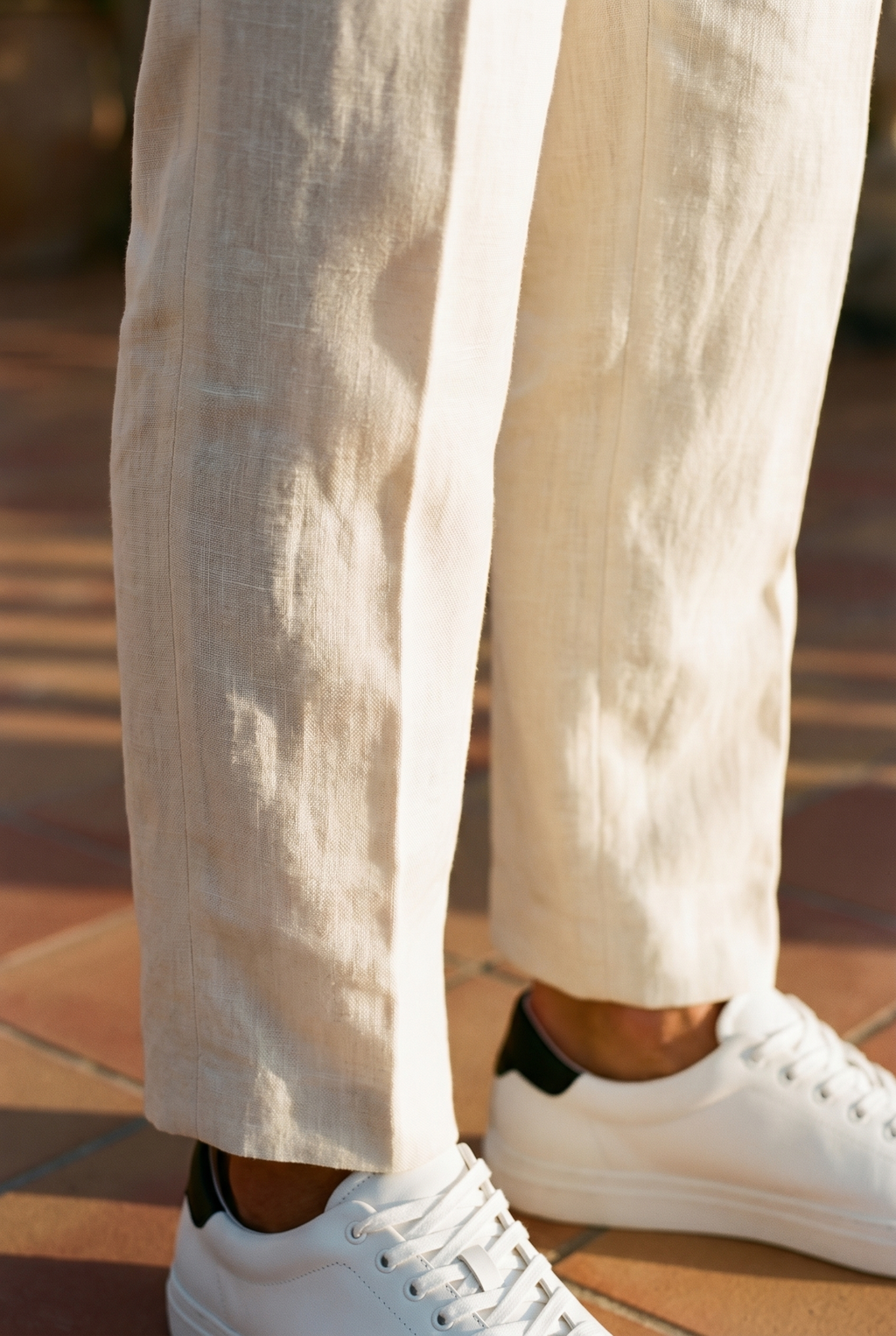 Alden | Men's Linen Trousers, Business Casual Summer Pants - White
