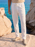 Knox | Men's Linen Trousers, Old Money Relaxed Summer Pants - White