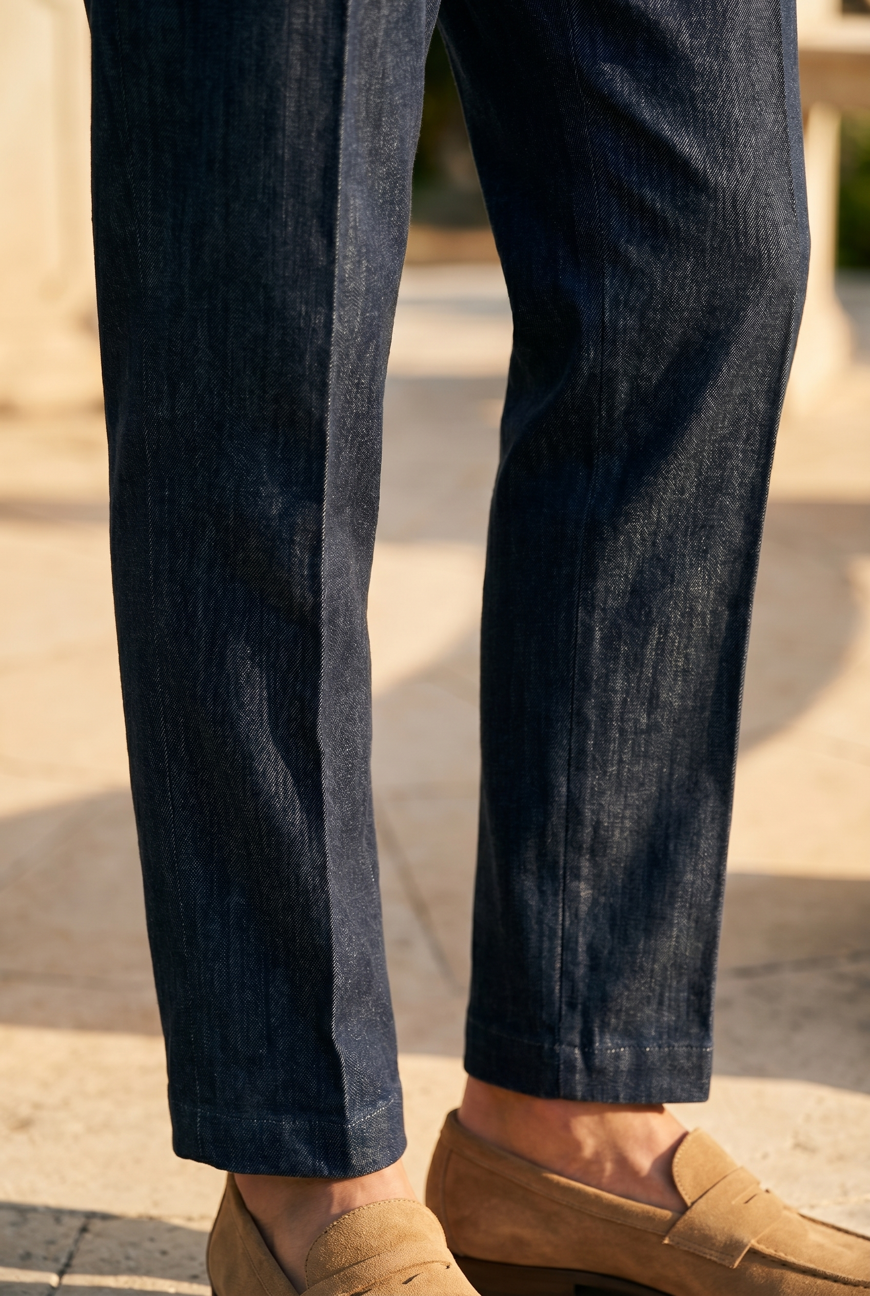 Pierce | Men's Straight Leg Winter Trousers, Denim Pants - Denim