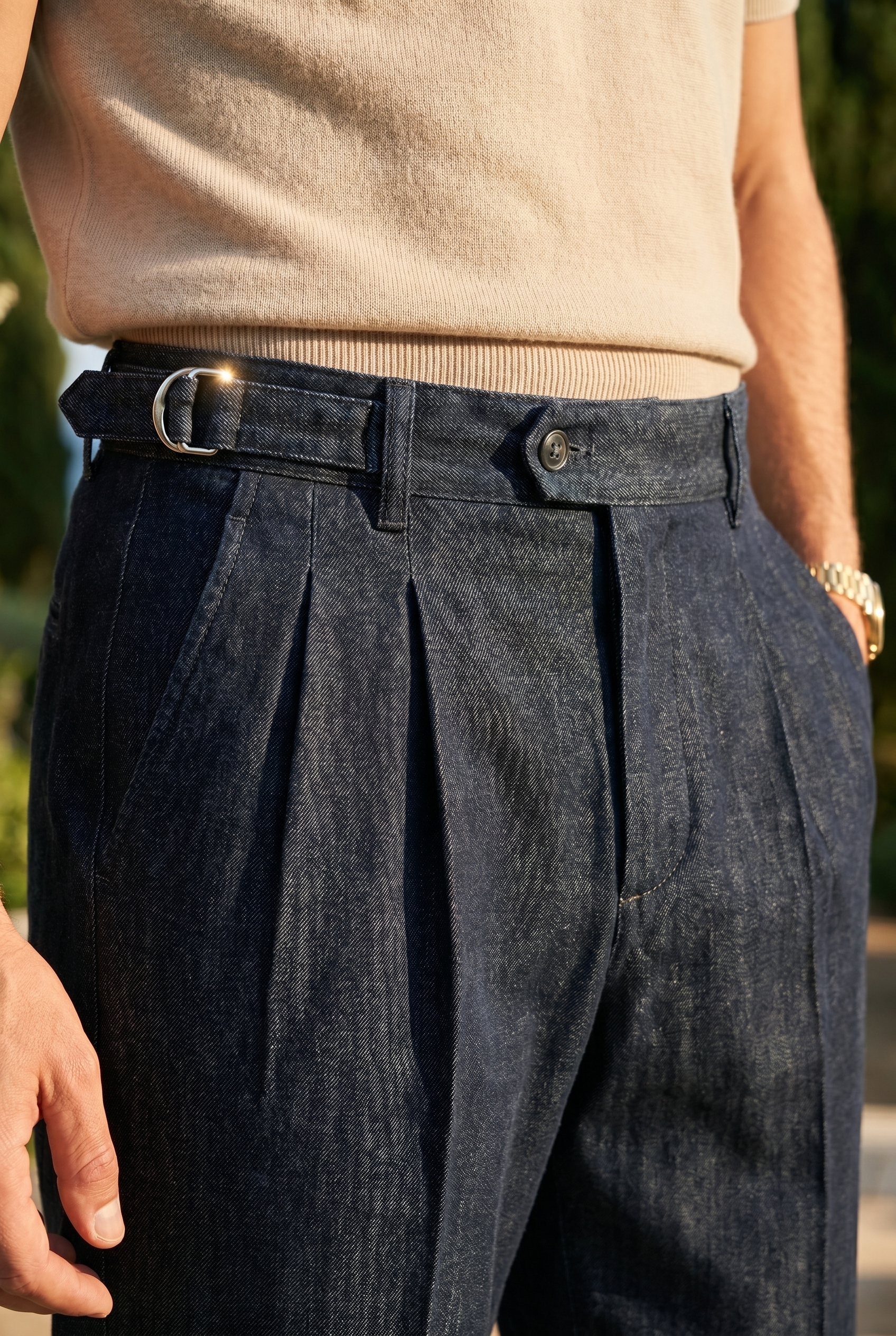 Pierce | Men's Straight Leg Winter Trousers, Denim Pants - Denim