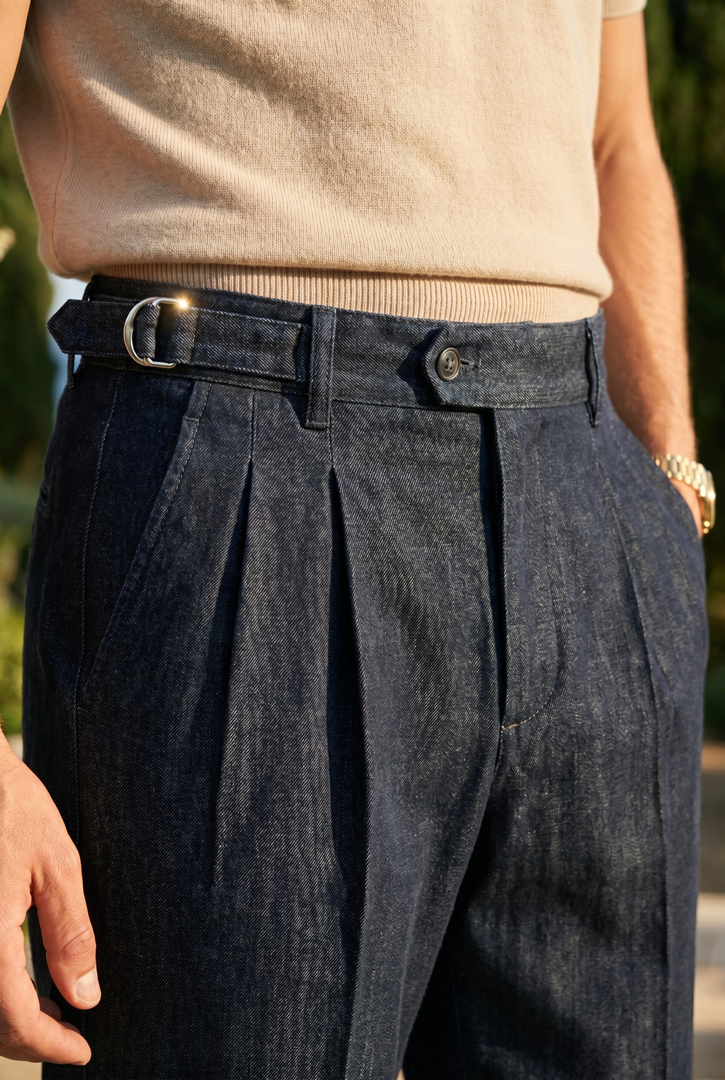 Silas | Men's Tailored Trousers, Old Money Denim Pants - Denim