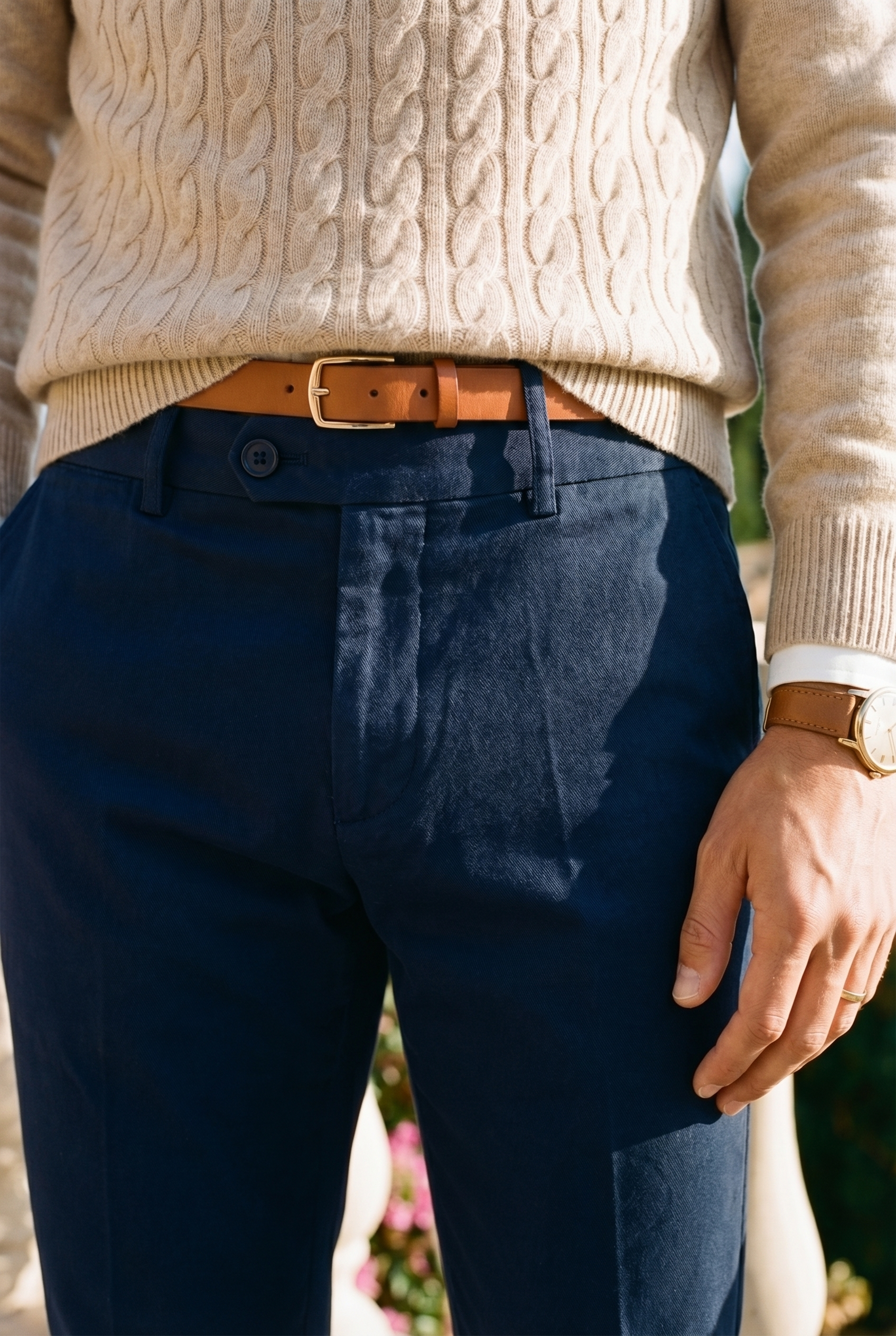 Dorian | Men's Chino Trousers, Old Money Style Smart Casual - Blue