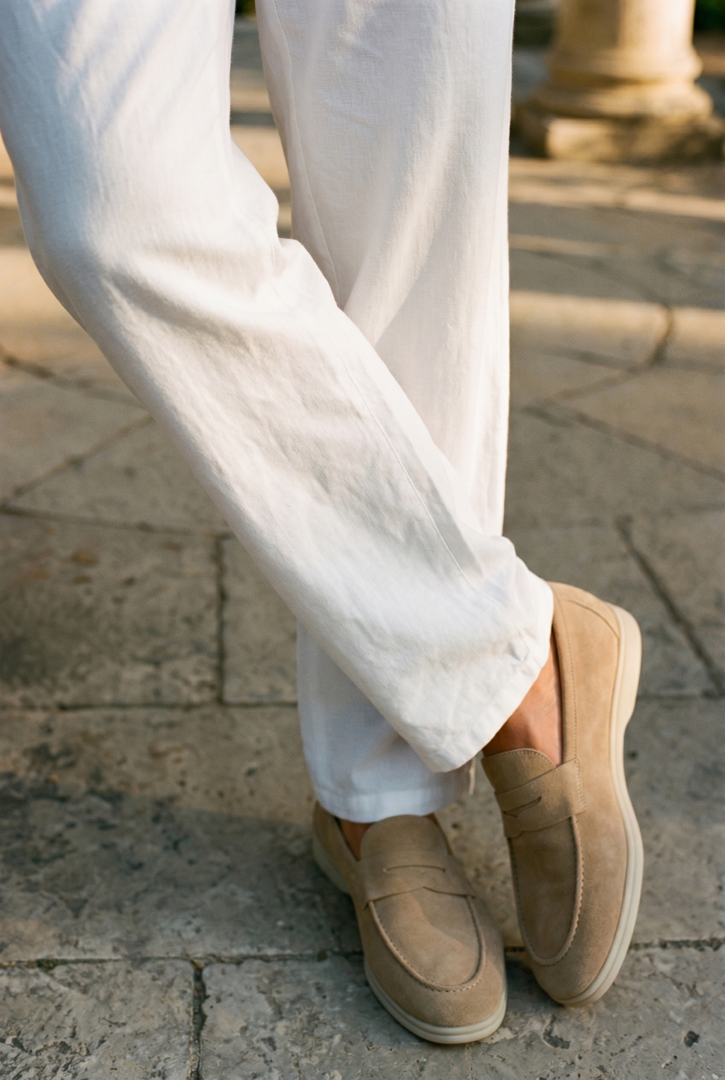 Emmett | Men's Cotton Linen Drawstring Trousers, Summer Pants - White
