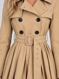 Priscilla | Women's Pleated Skirt Trench Coat Double Breasted Belted Autumn