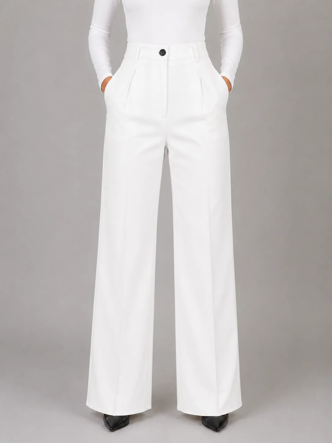 Raelynn | Women's High Waisted Tailored Straight Leg Trousers Smart Work Structured Autumn Winter