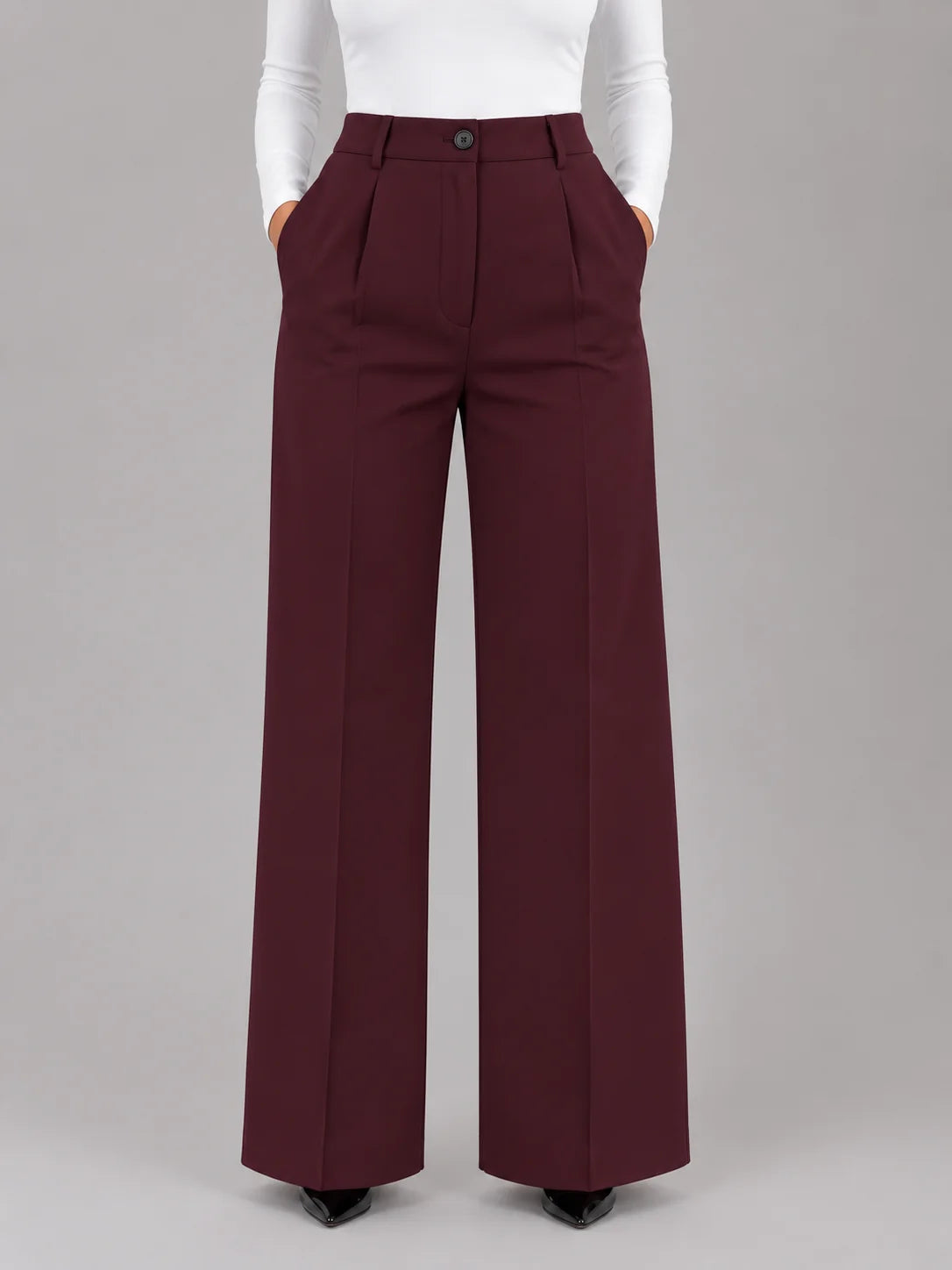 Raelynn | Women's High Waisted Tailored Straight Leg Trousers Smart Work Structured Autumn Winter