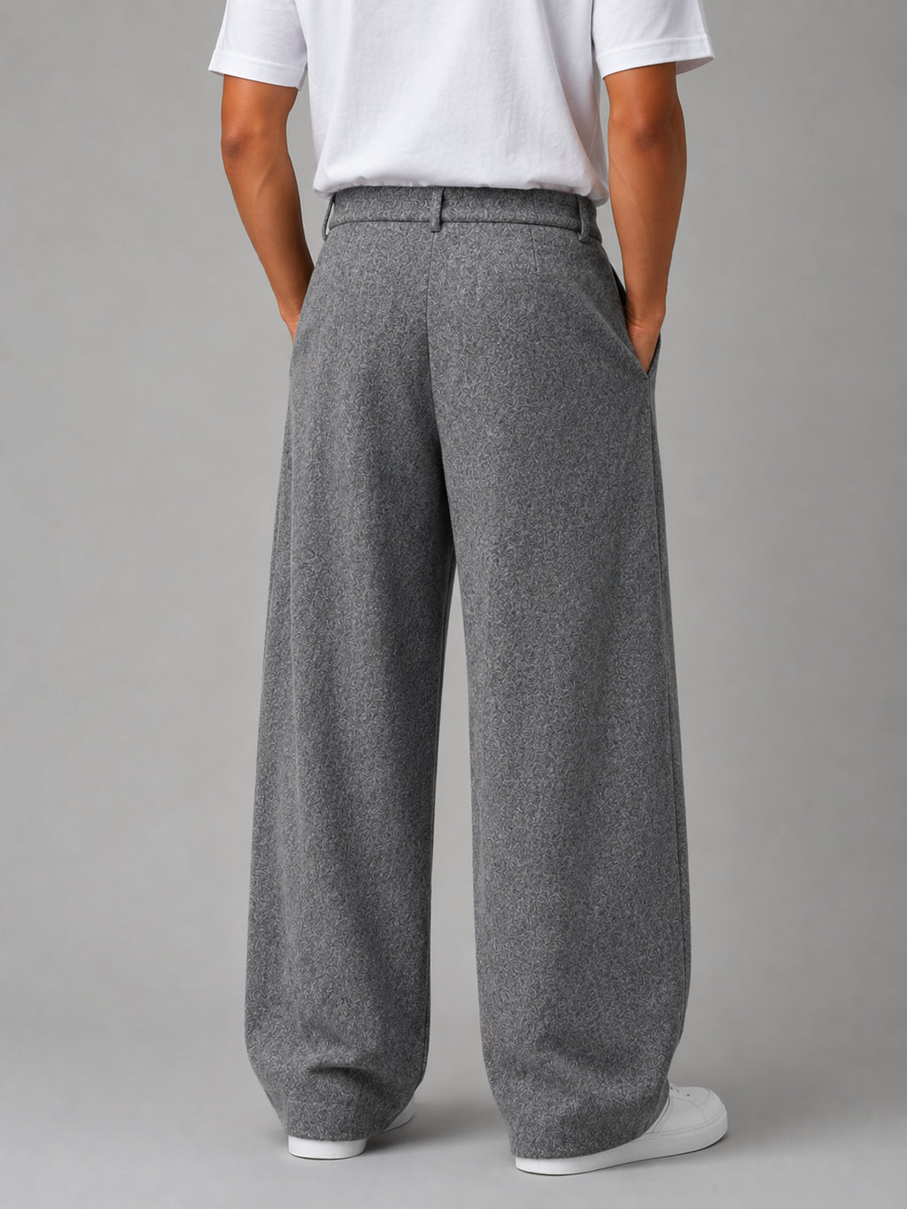 Roman | Men's Grey Wide Leg Trousers Tailored Pleated Smart Autumn Winter