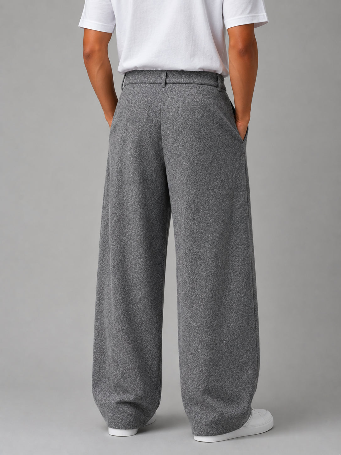 Roman | Men's Grey Wide Leg Trousers Tailored Pleated Smart Autumn Winter