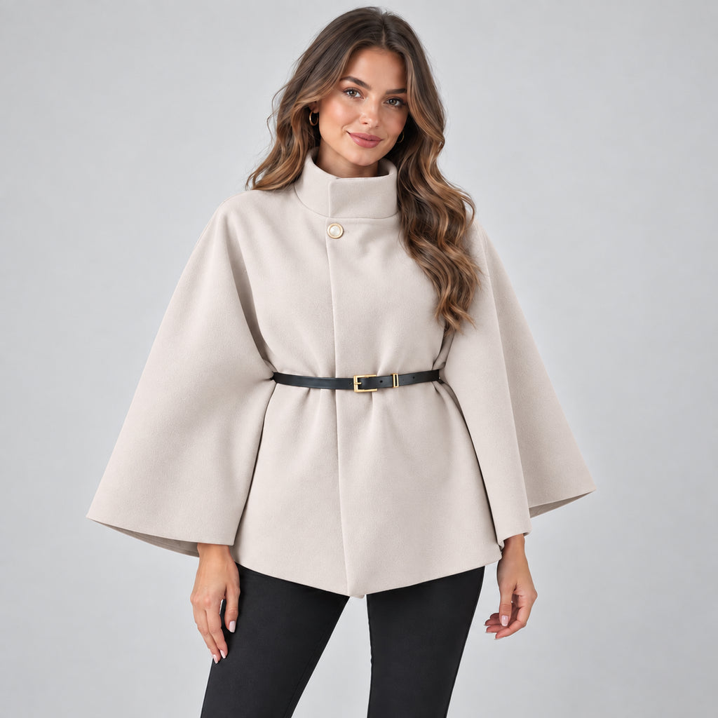 Rosalind | Women's Cape Coat Belted High Neck Autumn Winter