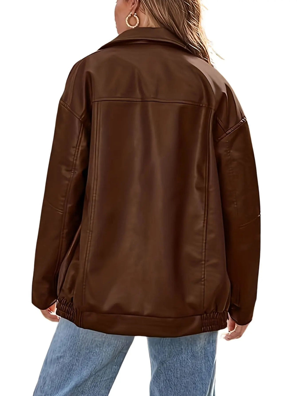 Marguerite | Women's Oversized Leather Bomber Jacket, Winter Jacket