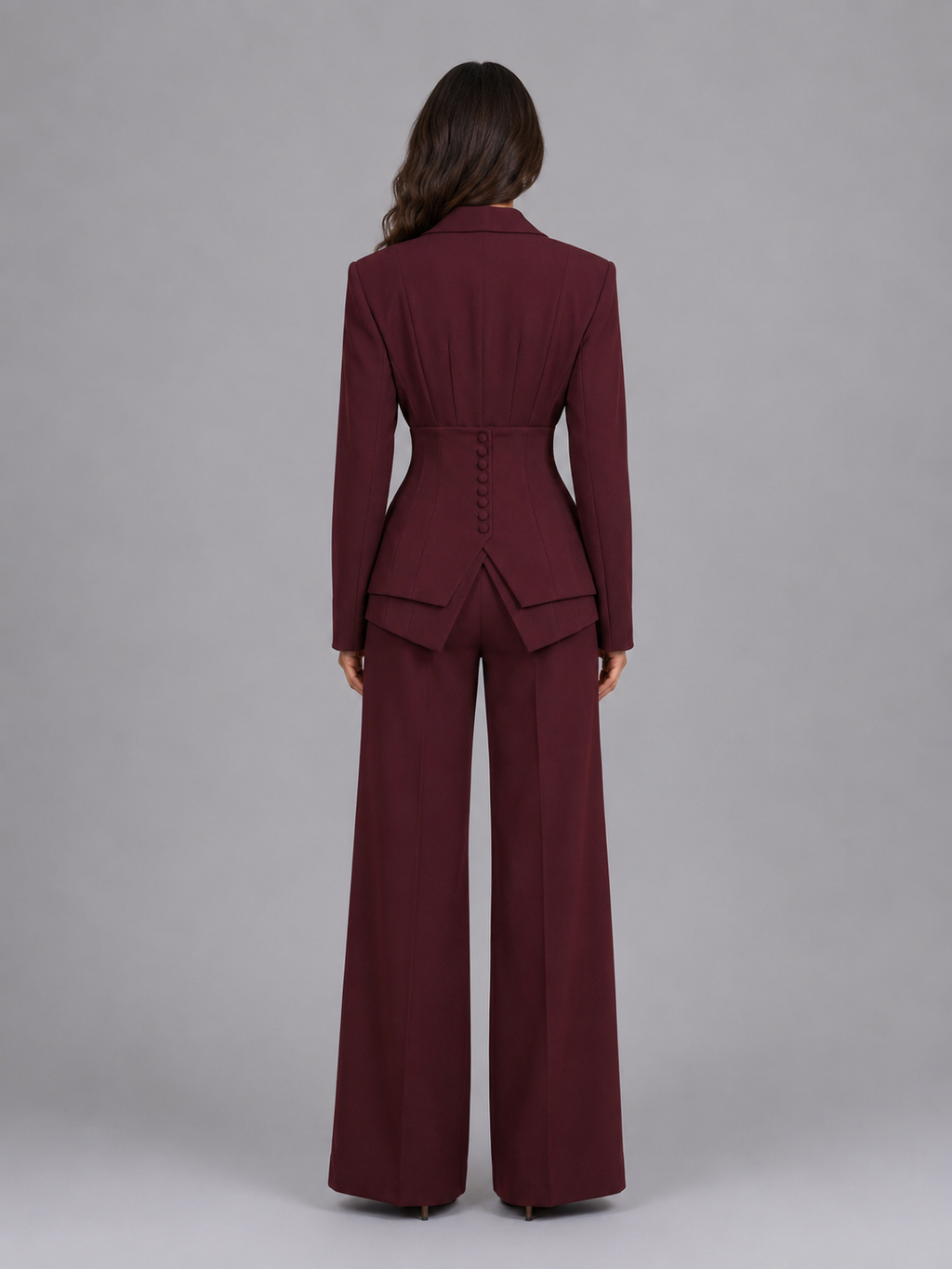 Renata | Women's Tailored Two-Piece Suit, Cinched Waist Wide-Leg Co-Ord
