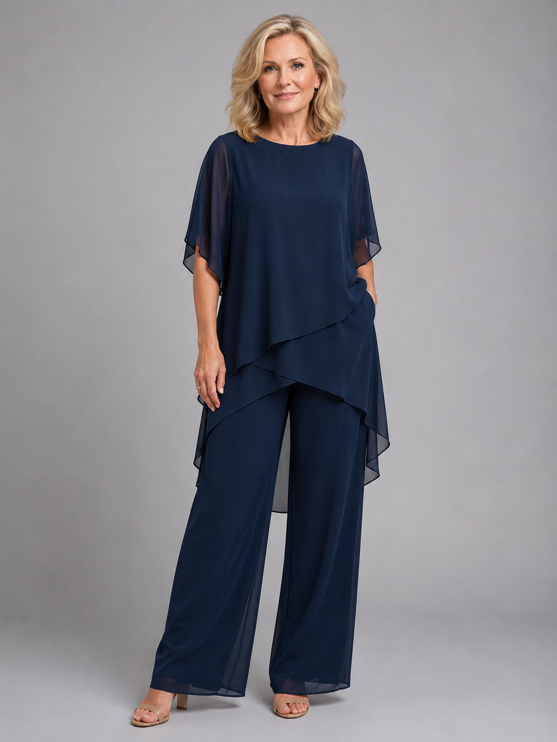 Isla | Women's Chiffon Two-Piece Set, Flowing Wide-Leg Co-Ord