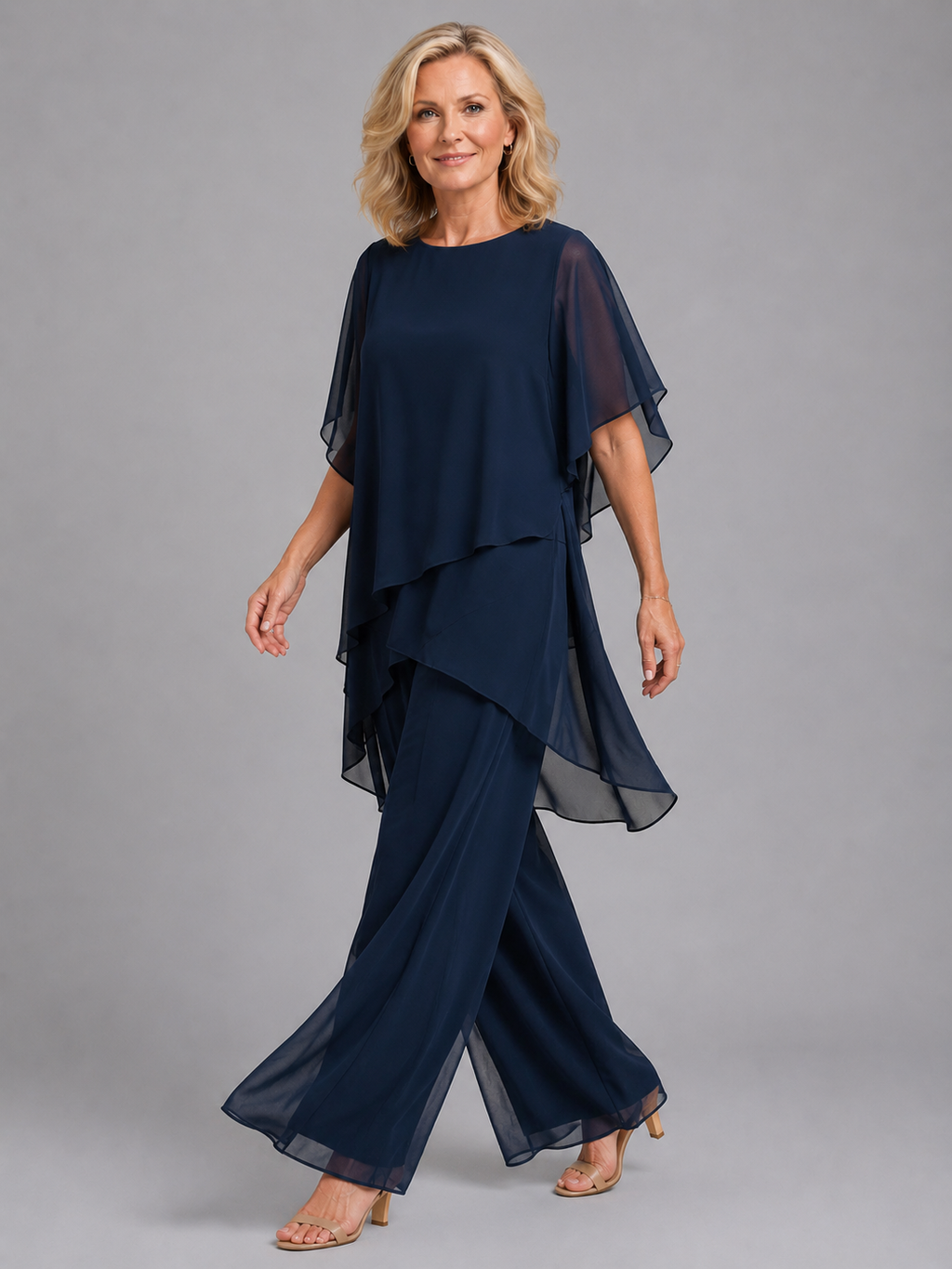 Isla | Women's Chiffon Two-Piece Set, Flowing Wide-Leg Co-Ord