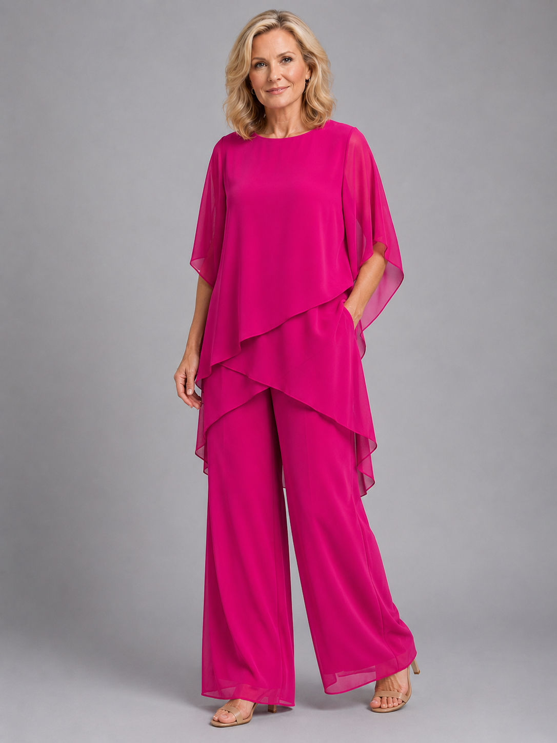 Isla | Women's Chiffon Two-Piece Set, Flowing Wide-Leg Co-Ord