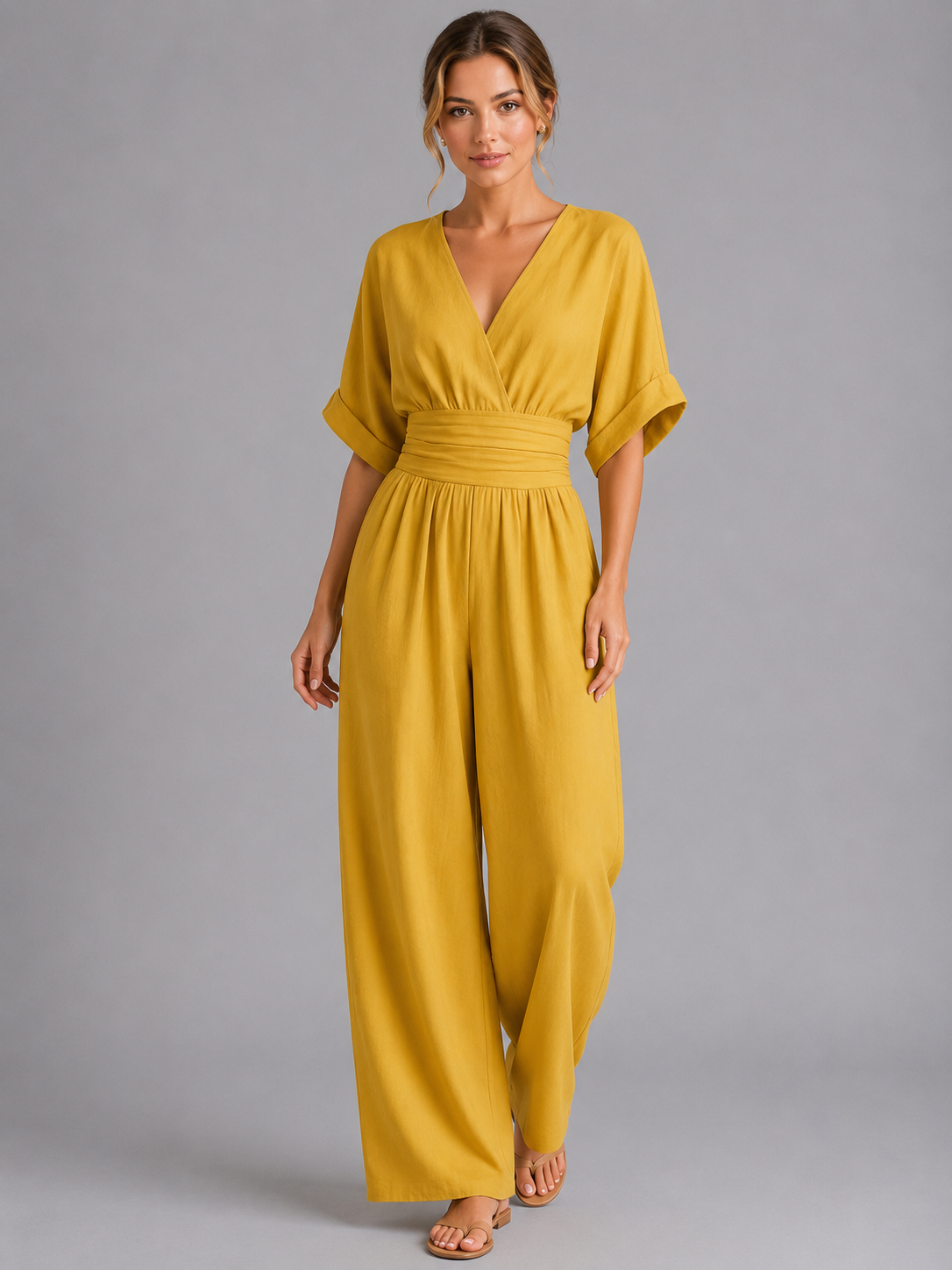Kenna | Women's Relaxed Fit Wide-Leg Jumpsuit, Cinched Waist Co-Ord