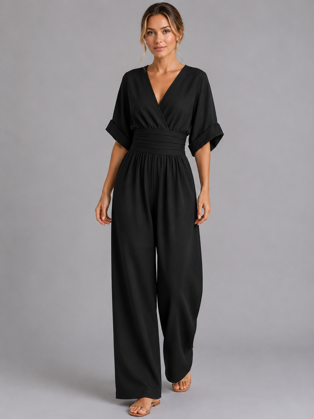 Kenna | Women's Relaxed Fit Wide-Leg Jumpsuit, Cinched Waist Co-Ord