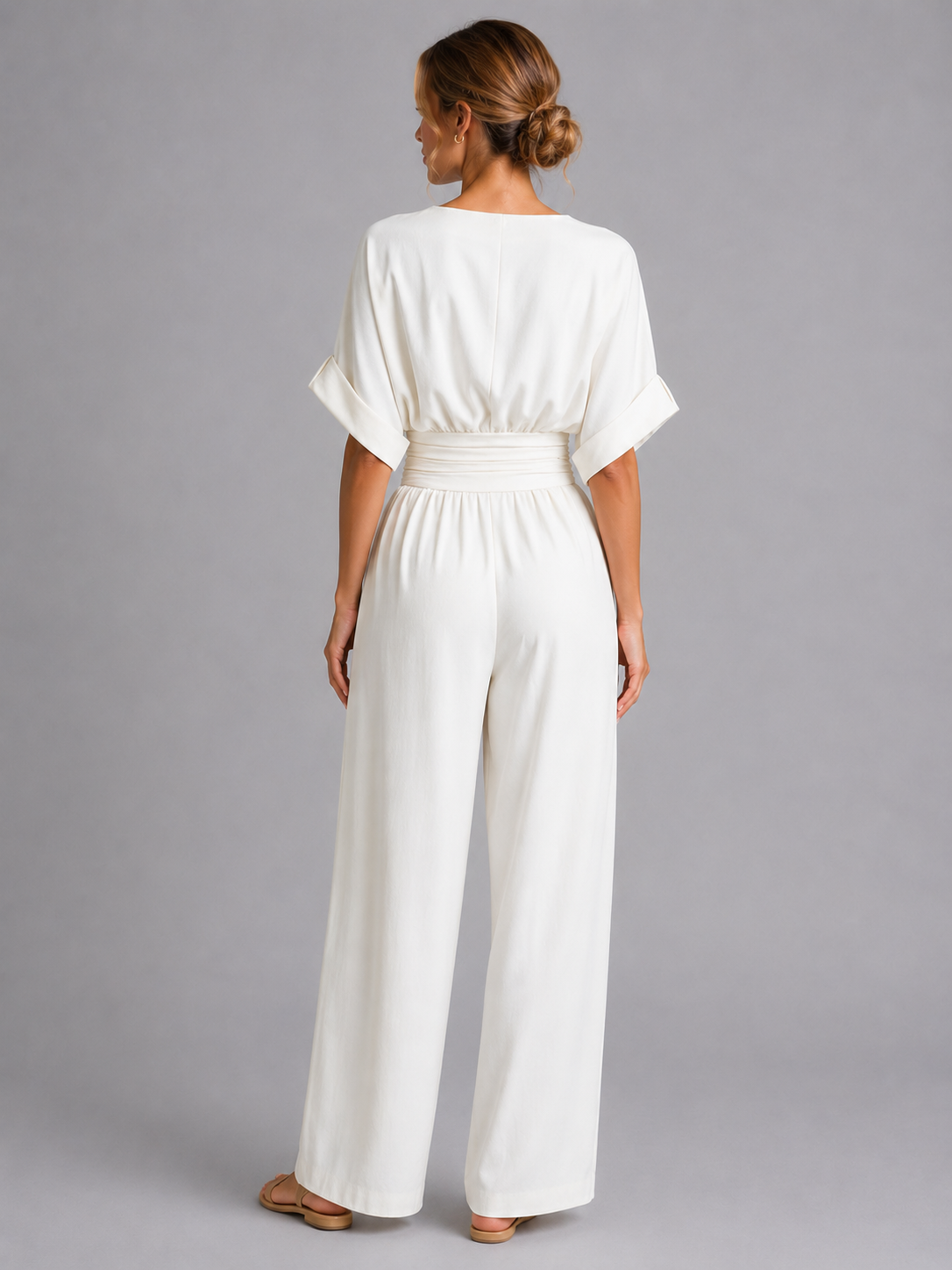 Kenna | Women's Relaxed Fit Wide-Leg Jumpsuit, Cinched Waist Co-Ord