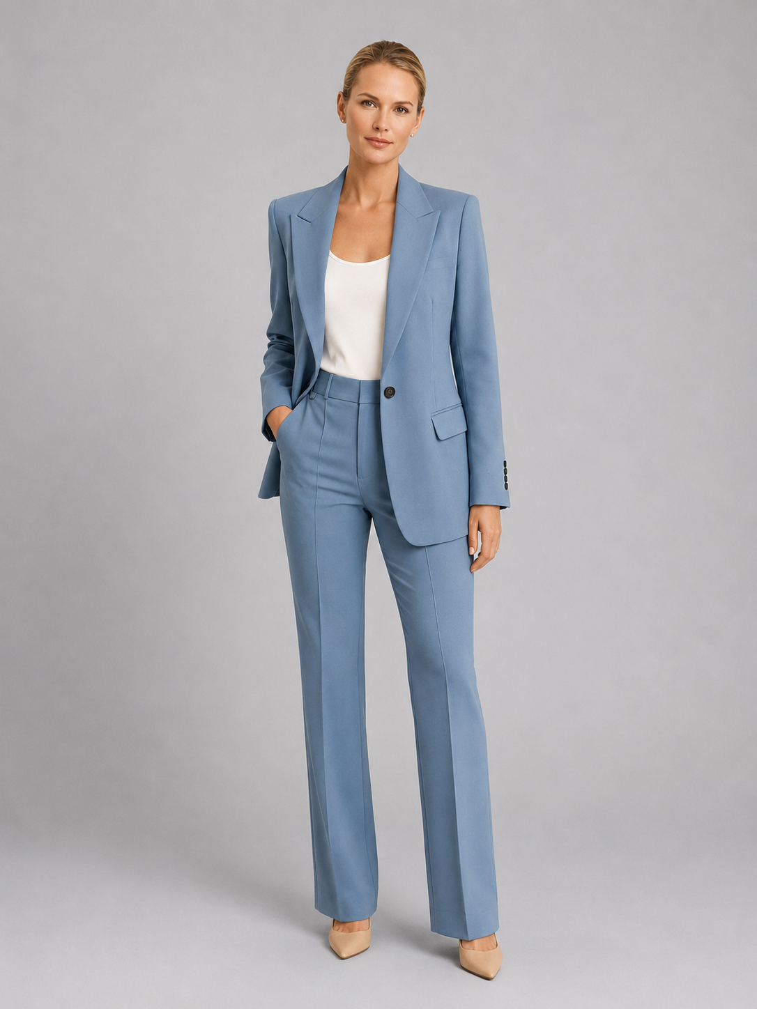 Mabel | Women's Tailored Blazer Two-Piece Set, High-Waist Trousers Co-Ord