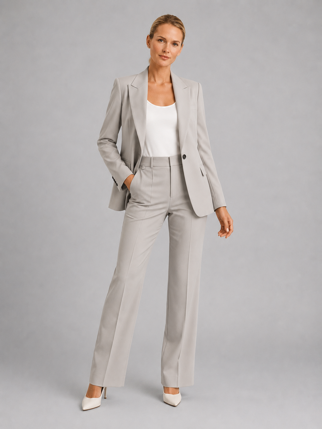 Mabel | Women's Tailored Blazer Two-Piece Set, High-Waist Trousers Co-Ord