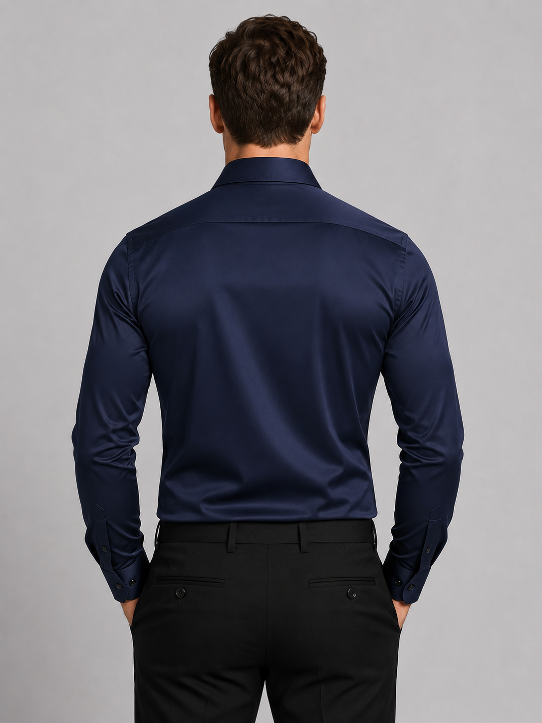 Gideon | Men's Slim Fit Satin Feel Stretch Shirt, Smart Shirt