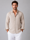 Wesley | Men's Linen Look Button-Up Shirt, Summer Shirt