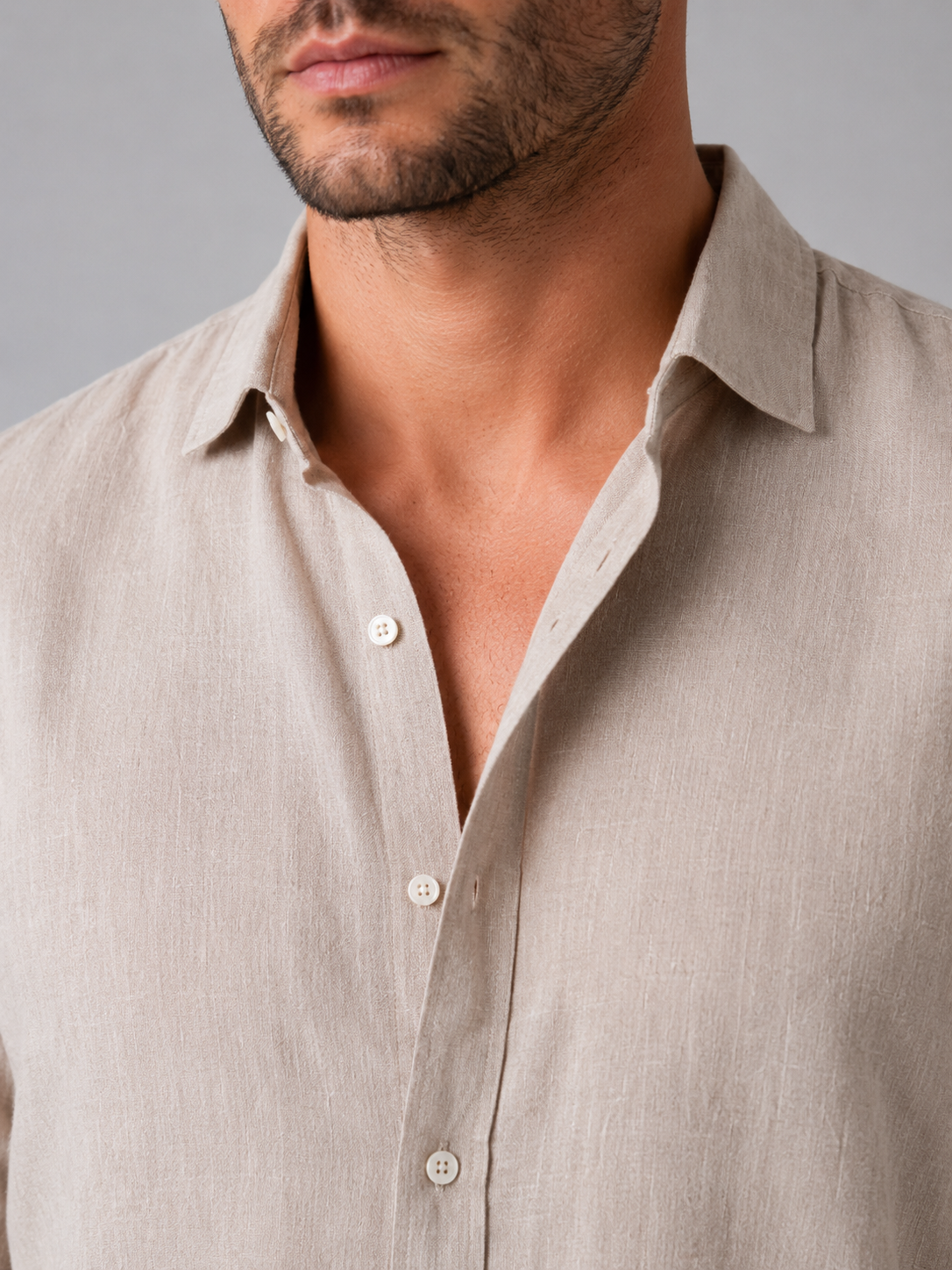 Wesley | Men's Linen Look Button-Up Shirt, Summer Shirt