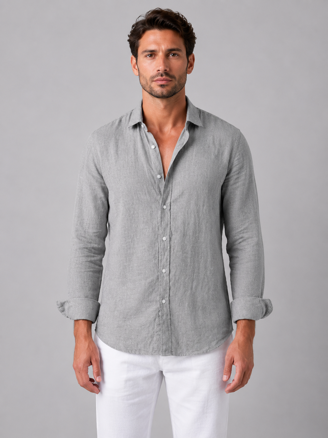 Wesley | Men's Linen Look Button-Up Shirt, Summer Shirt
