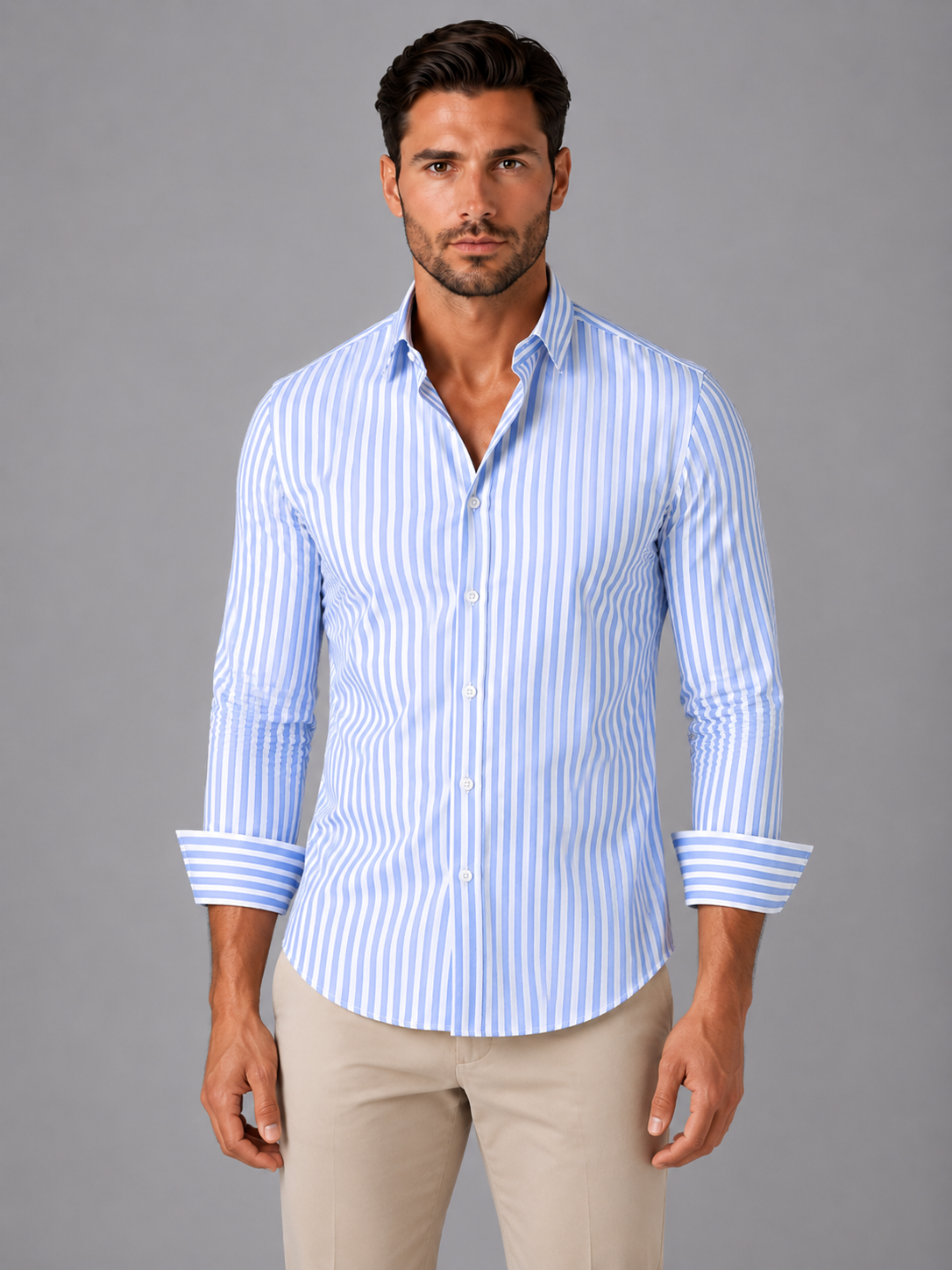 Kai | Men's Striped Long Sleeve Shirt, Casual Shirt
