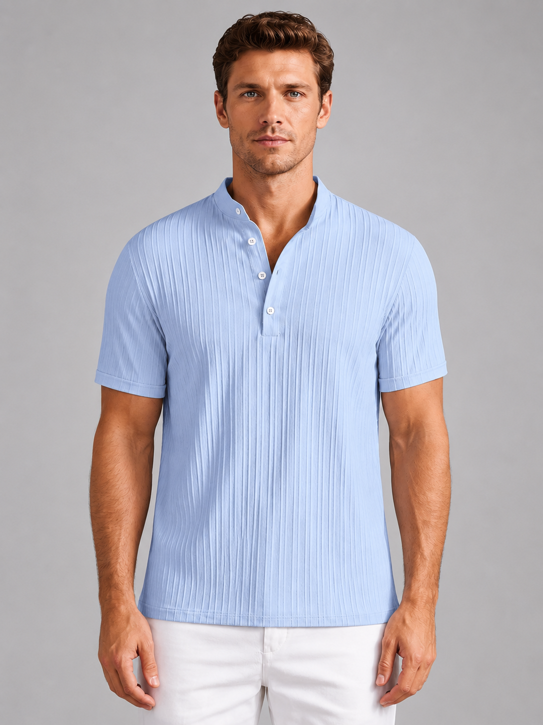 Baxter | Men's Ribbed Henley Shirt, Casual Knit Shirt