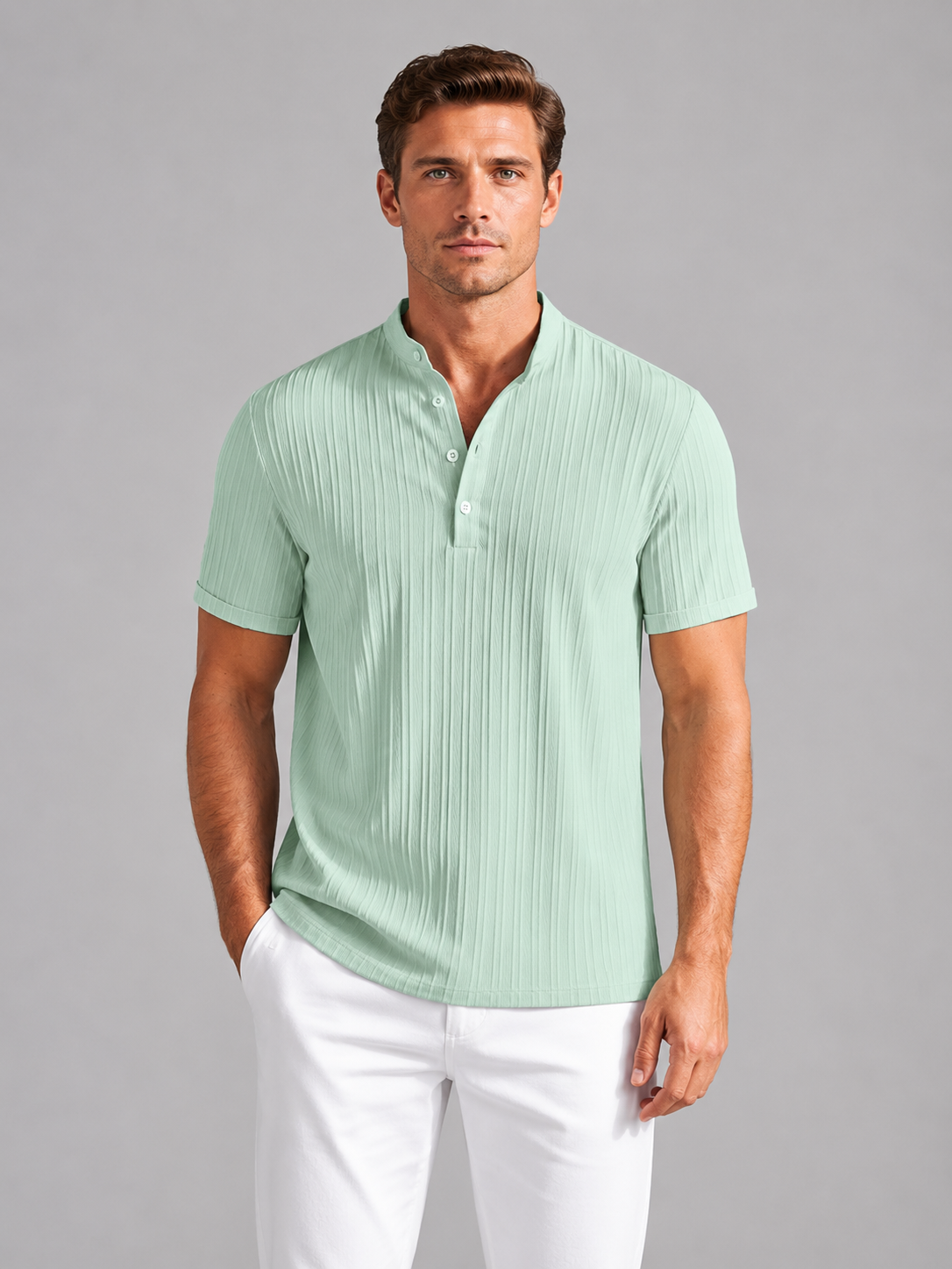 Baxter | Men's Ribbed Henley Shirt, Casual Knit Shirt