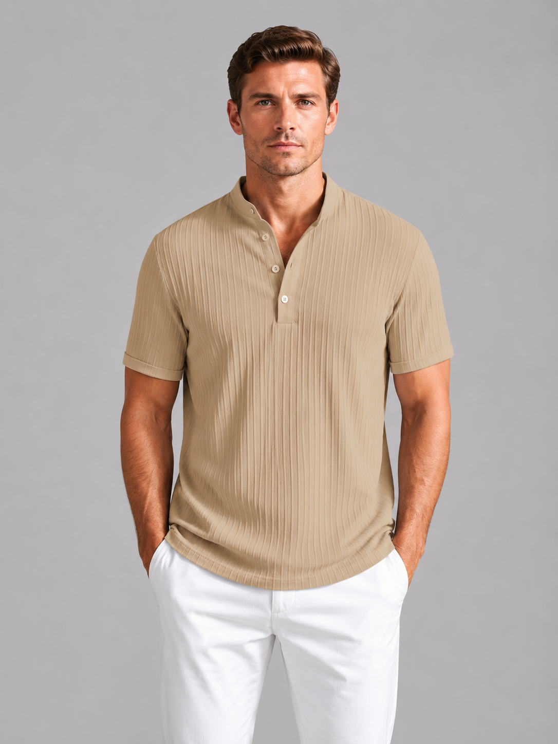 Baxter | Men's Ribbed Henley Shirt, Casual Knit Shirt