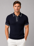 Dexter | Men's Ribbed Knit Polo Shirt, Smart Casual Knit